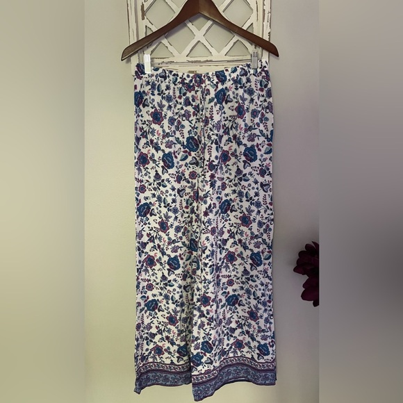 New Joie Drawstring Floral Paisley Print Wide Leg Palazzo Pants Size M - Picture 2 of 10
